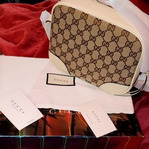 Gucci GG Guccisima Mini Bree Camera Bag Crossbody in Ivory